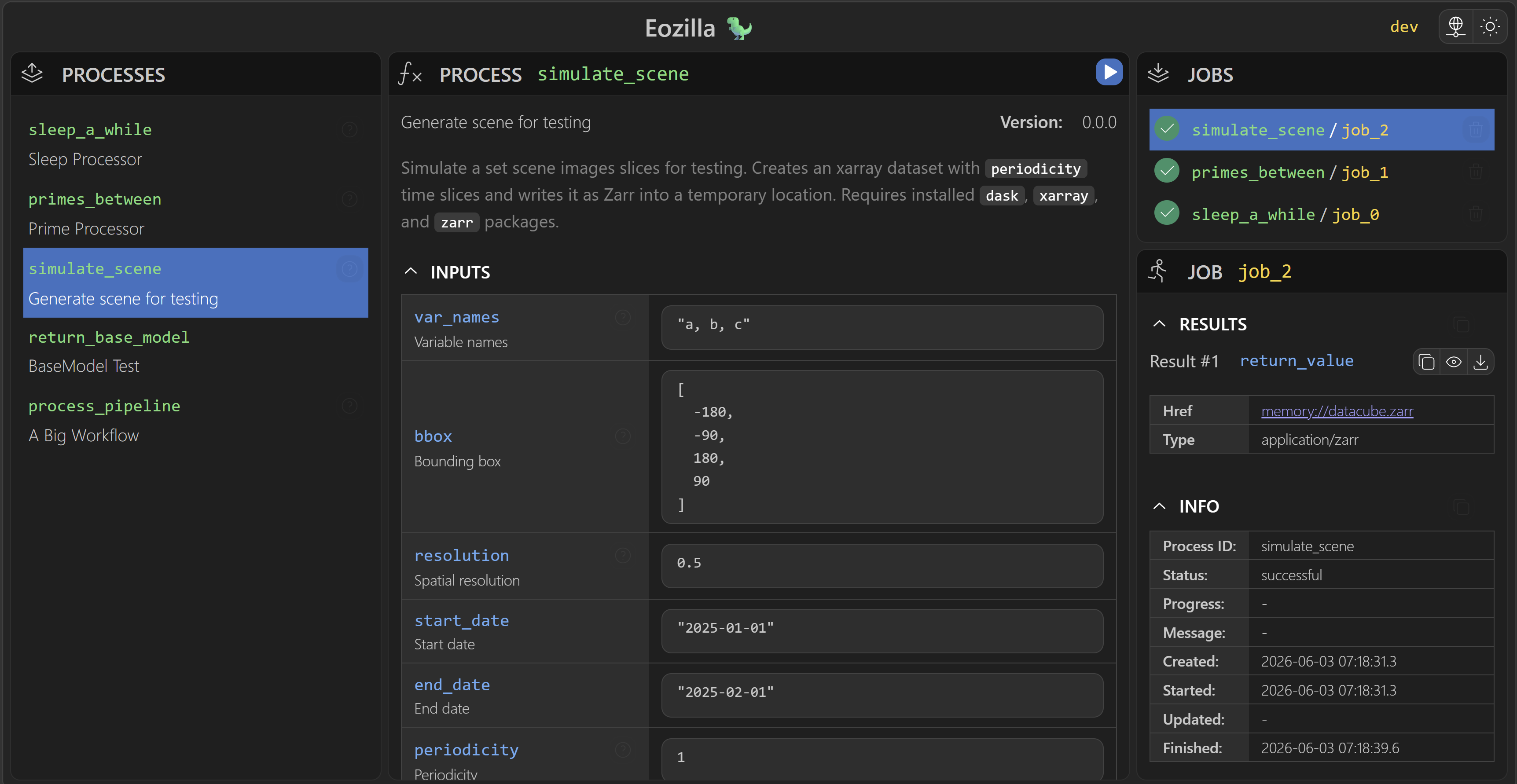 Eozilla App interface